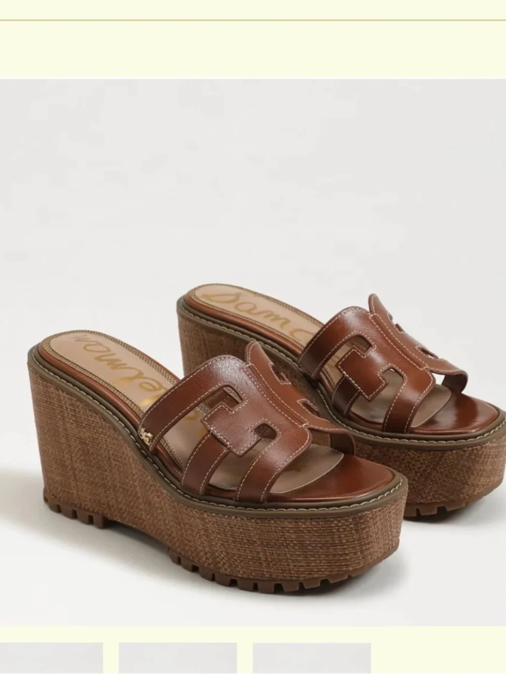 Sam Edelman Laine Platform Wedge Sandal -Rich Cognac Leather